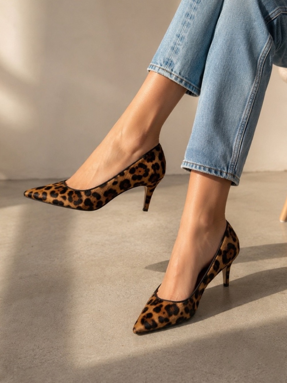 J. Crew Sophia Kitten Heels in Leopard Calf Hair